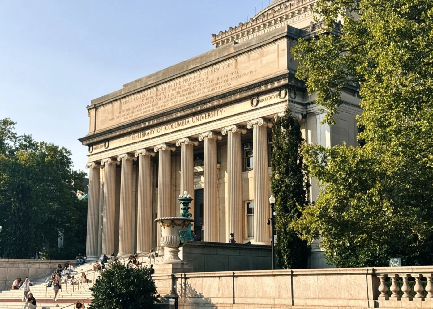 A columned university library building